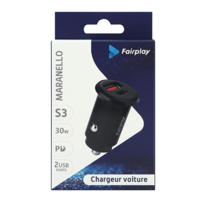 Chargeur Voiture USB-C/USB-A 30W CHARGE RAPIDE FAIRPLAY
